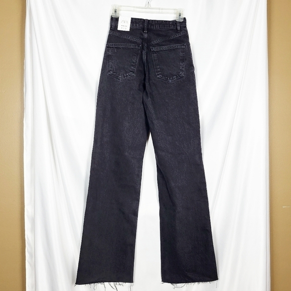 ZARA ripped wide leg jeans black distressed NWT Blogger favorite - Picture 7 of 10